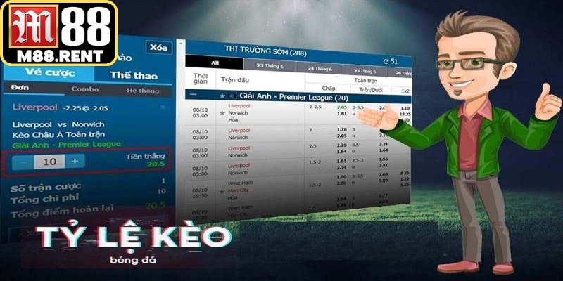 Tỷ lệ kèo bóng đá M88 cập nhật liên tục từng giây